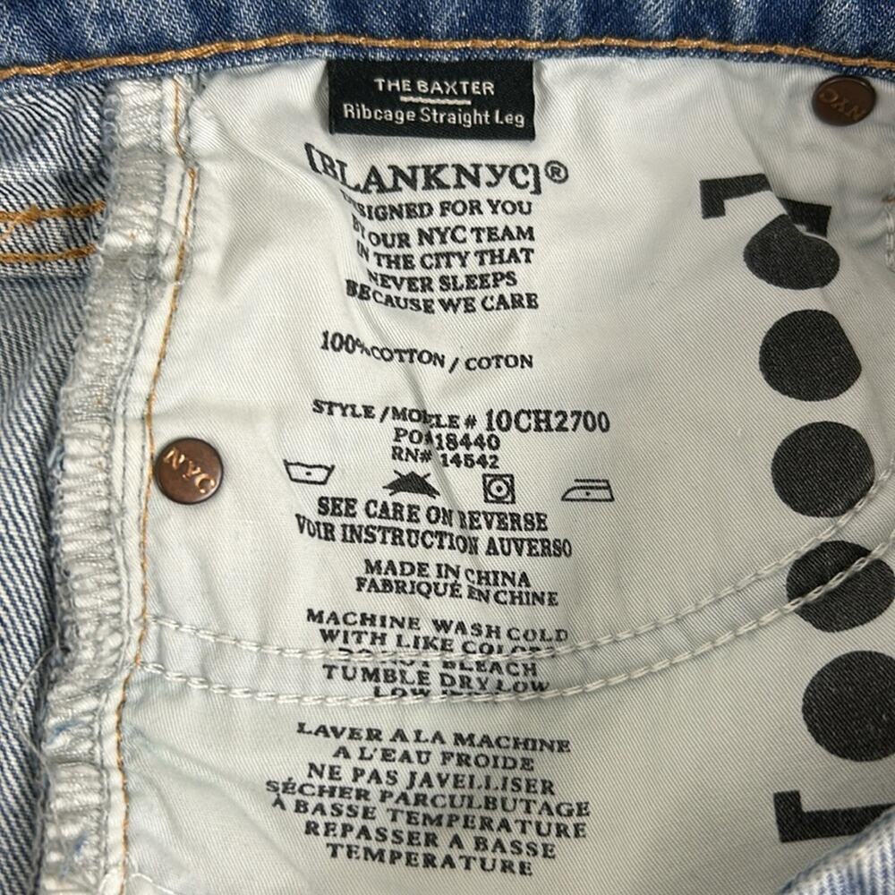 Blank NYC Women’s 26 The Baxter Ribcage Straight Leg Distressed Button Jeans NEW - Picture 8 of 9